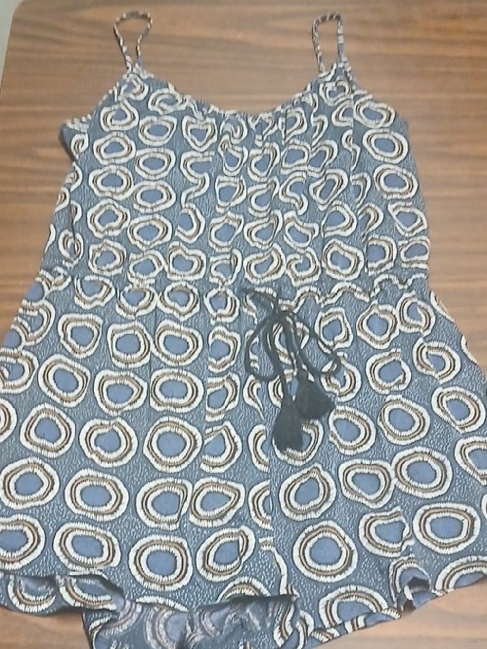 H&M Blue and Cream Spaghetti Strap Mini Dress